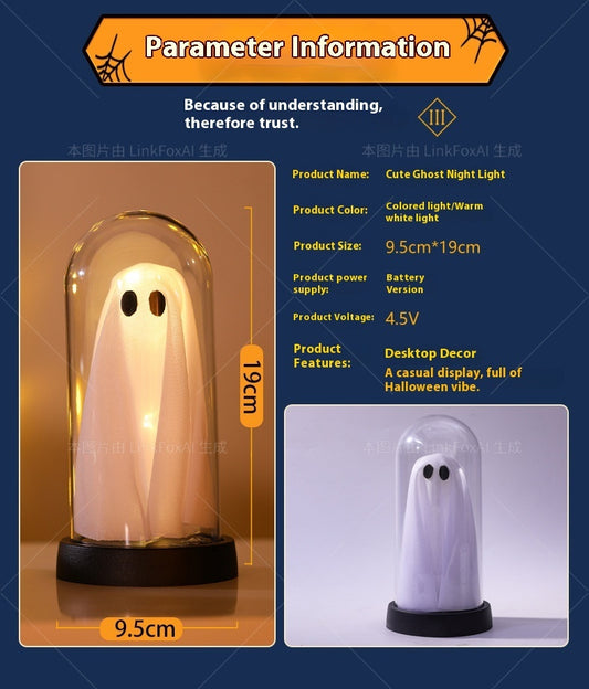 Halloween LED Ghost Night Light Ornament – Glowing Decorative Lamp for Room, Party & Haunted House Atmosphere