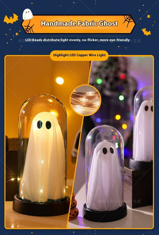Halloween LED Ghost Night Light Ornament – Glowing Decorative Lamp for Room, Party & Haunted House Atmosphere