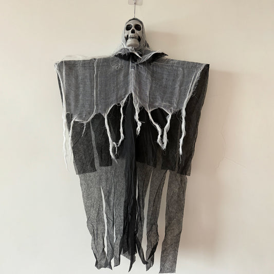 Halloween Hanging Skull Light Decoration – Fabric Ghost with LED Glow, Spooky Skeleton for Indoor Outdoor Yard Party Decor