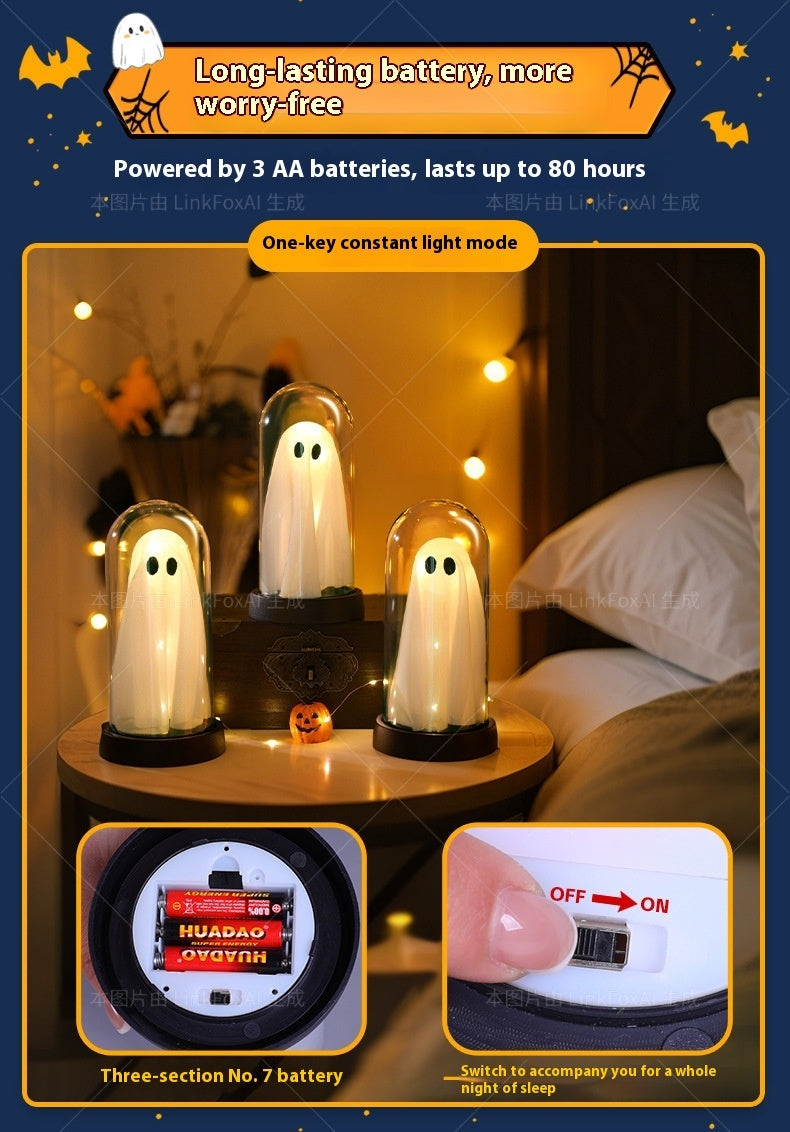 Halloween LED Ghost Night Light Ornament – Glowing Decorative Lamp for Room, Party & Haunted House Atmosphere