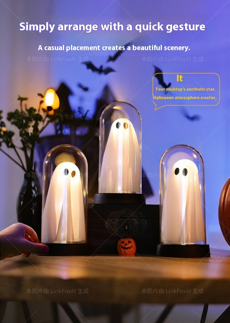 Halloween LED Ghost Night Light Ornament – Glowing Decorative Lamp for Room, Party & Haunted House Atmosphere