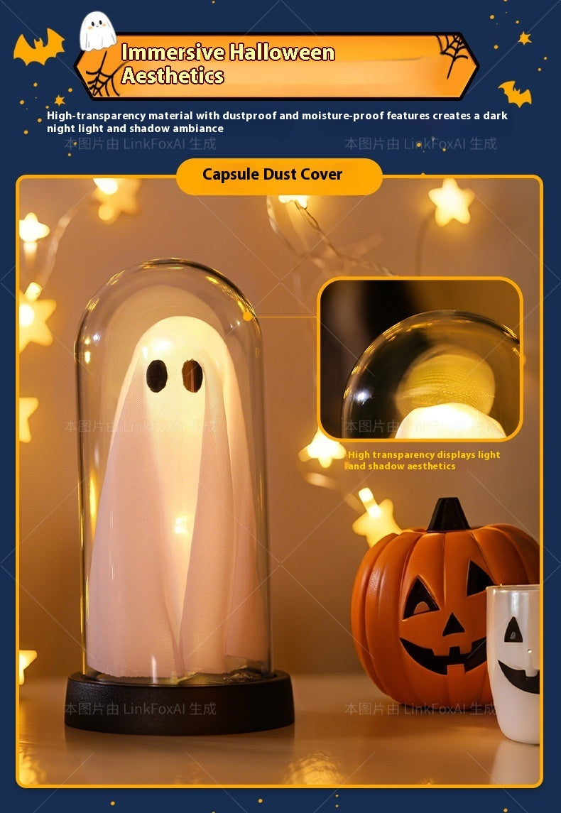 Halloween LED Ghost Night Light Ornament – Glowing Decorative Lamp for Room, Party & Haunted House Atmosphere